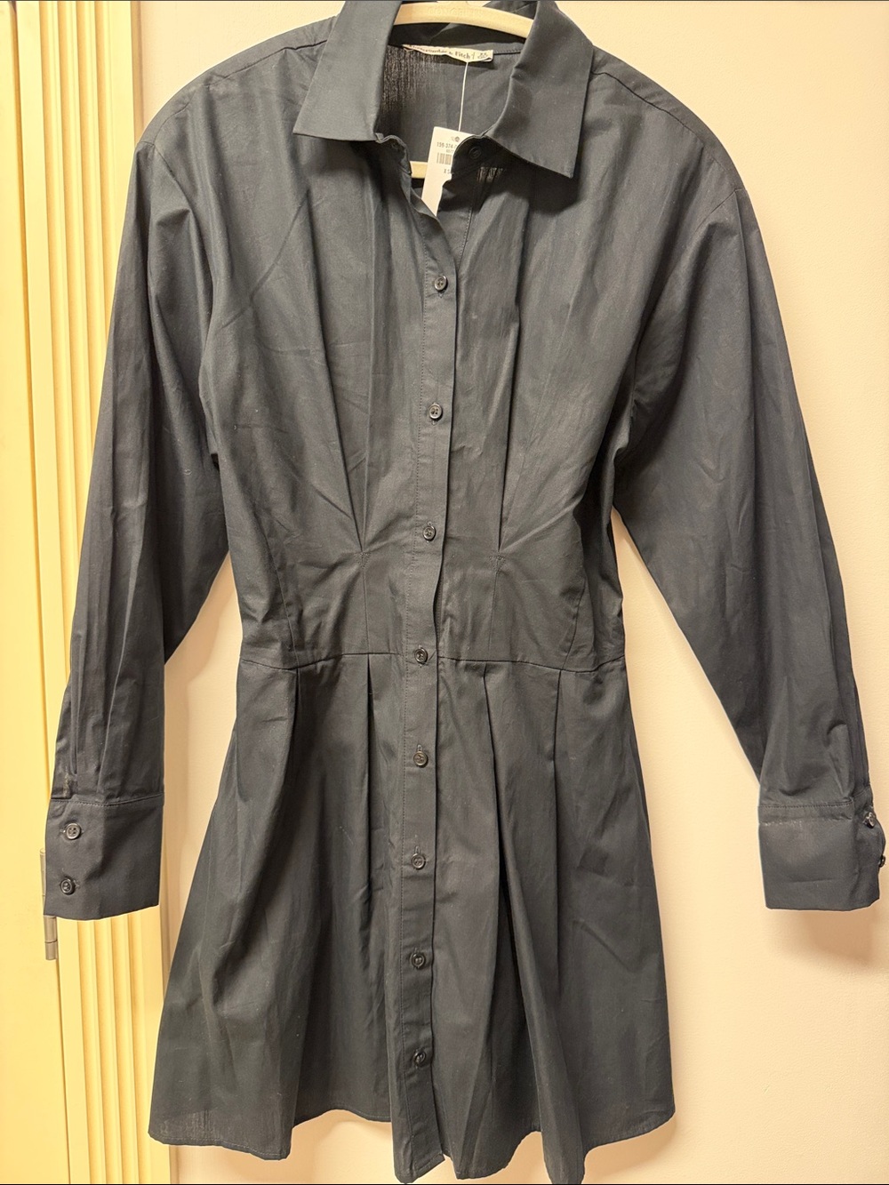 Abercrombie & Fitch Black Collared Button-down Shirt Dress